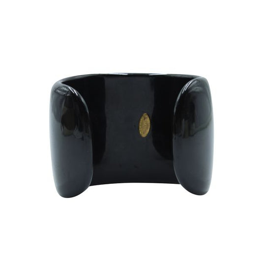 Luxury Chanel Vintage Black Plastic Bracelet - Crystal Embellishments And Faux Pearl