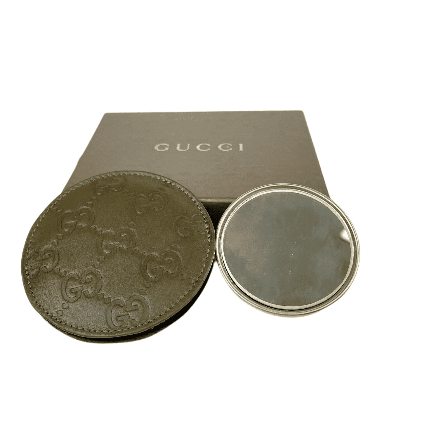 Gucci Women's Guccissima Leather Compact Mirror with Pouch