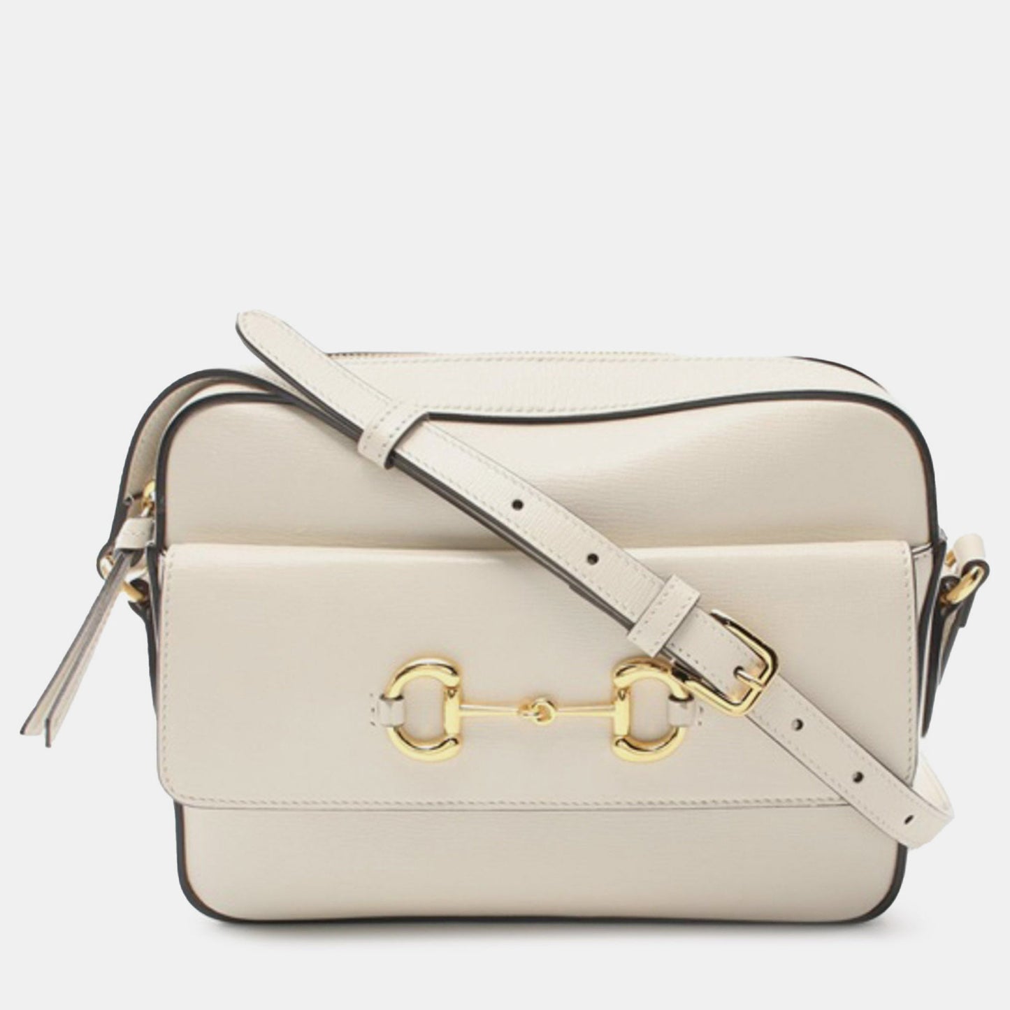 Luxury Gucci Trending 2025 White Leather Small Horsebit 1955 Crossbody Bag