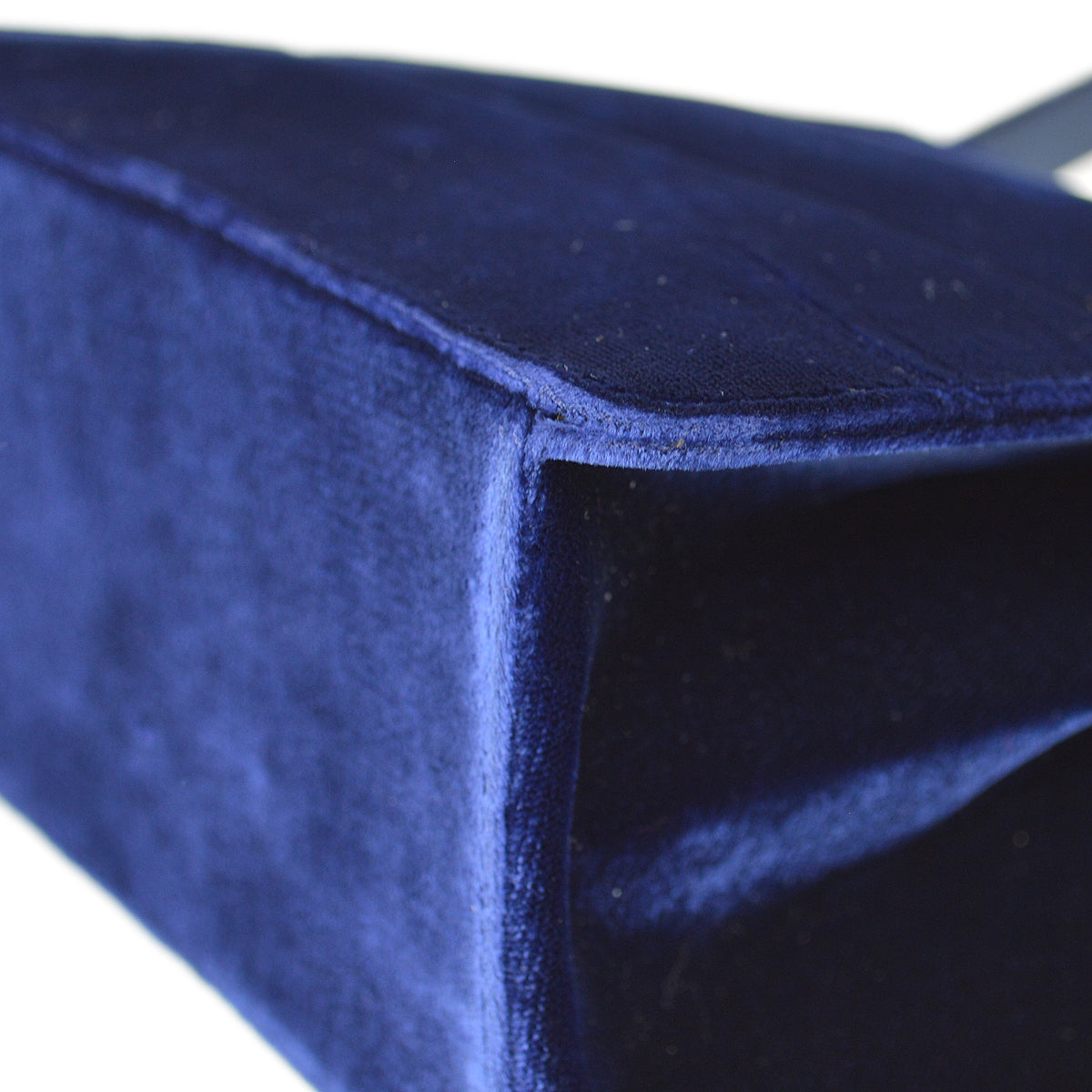Luxury Chanel * 1997-1999 Double Sided Turnlock Handbag Mini Blue Velvet