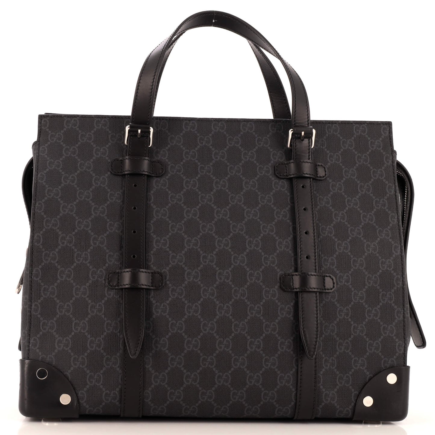 Luxury Gucci Trending 2025 Buckle Travel Tote GG Coated Canvas with Leather Large
