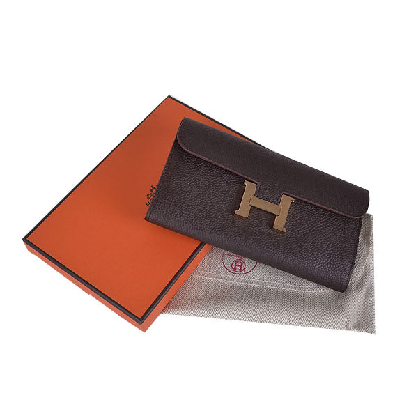 Luxury Hermes Wallet H6023 Ladies Cow Leather Coffee