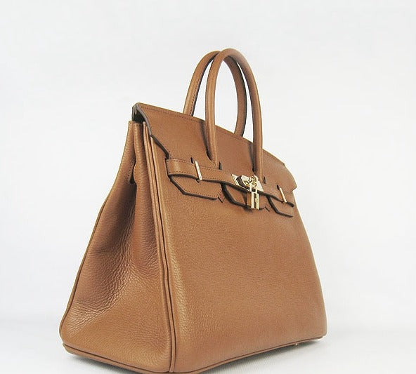 Luxury Hermes Birkin 35cm Togo Leather Handbags Light Coffee Golden
