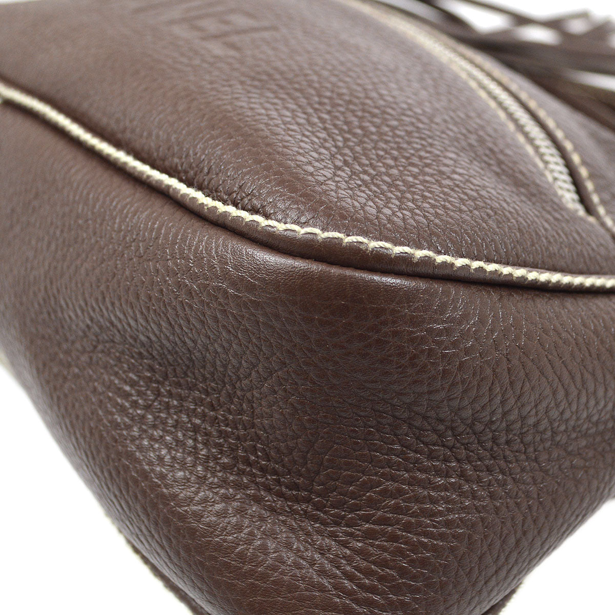 Luxury Chanel 2003-2004 Brown Caviar Embossed Logo Shoulder Bag
