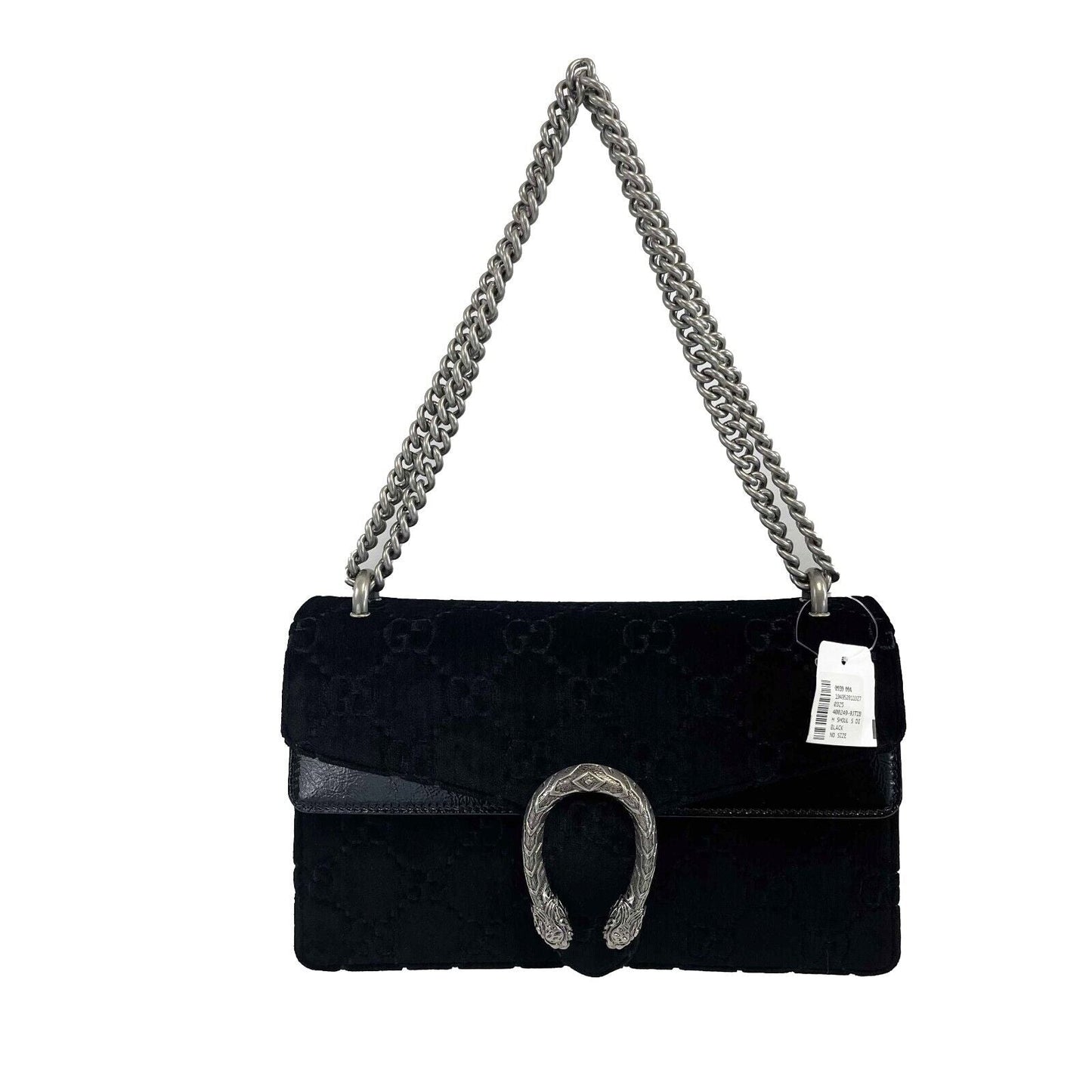 Luxury Gucci - NEW Black / Silver Velvet Embossed GG Dionysus Small Shoulder Bag