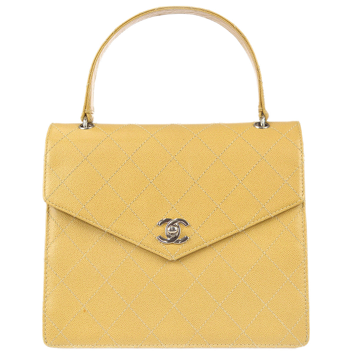 Luxury Chanel 1997-1999 Letter Flap Handbag Beige Caviar