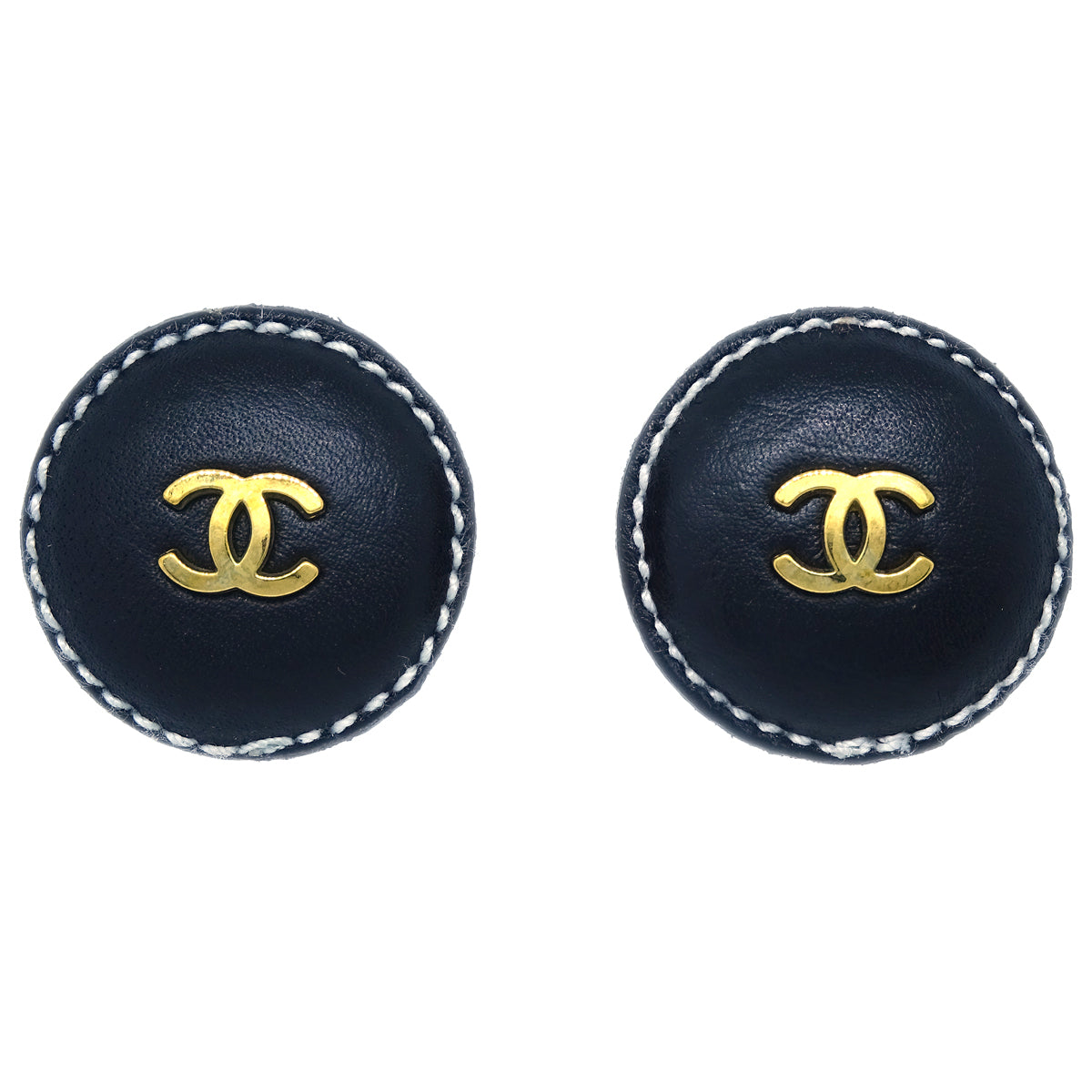 Chanel Black Button Earrings Clip-On 94P
