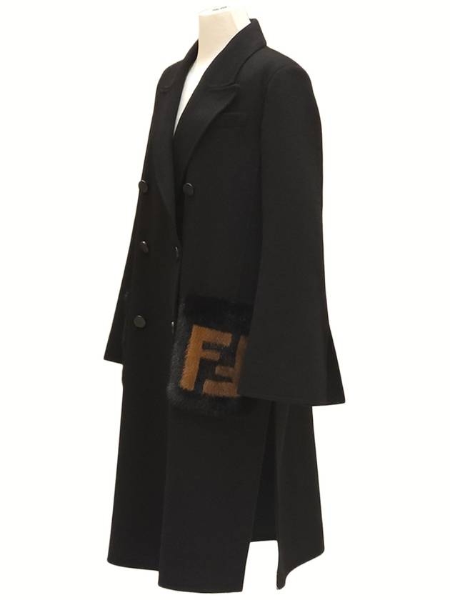 Luxury Fendi Women's Wool Double Coat Black