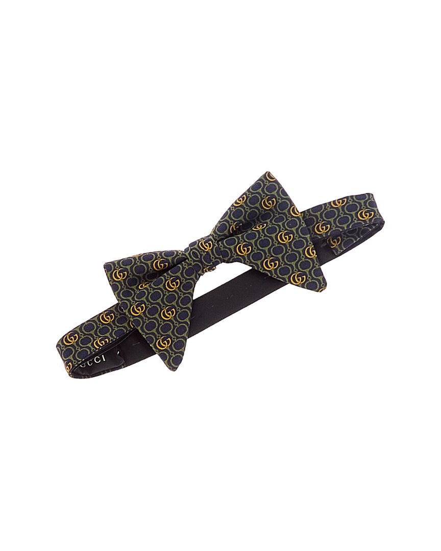 Gucci Green Logo Silk Bow Tie