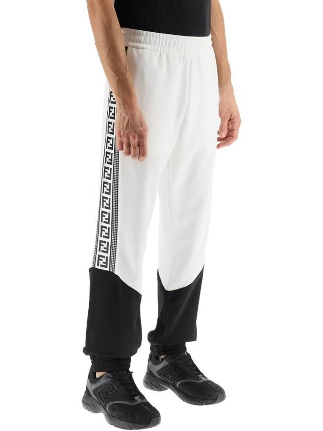 Luxury Fendi Color Block Logo Side JoGGer Track Pants Black White