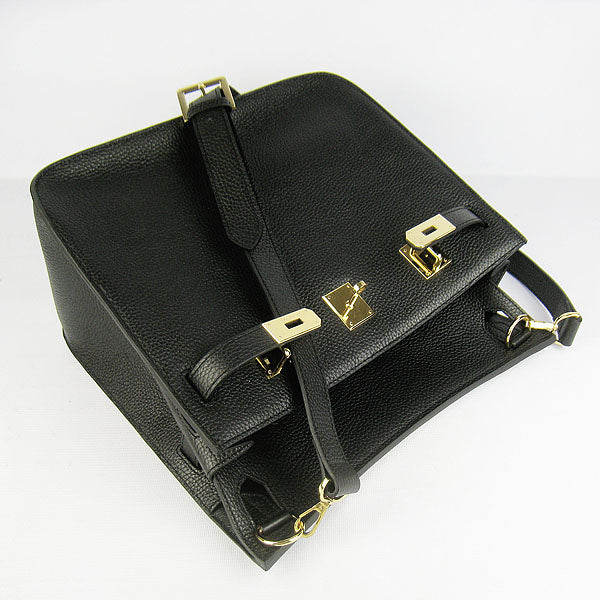 Luxury Hermes Leather Shoulder bag H6508 black golden