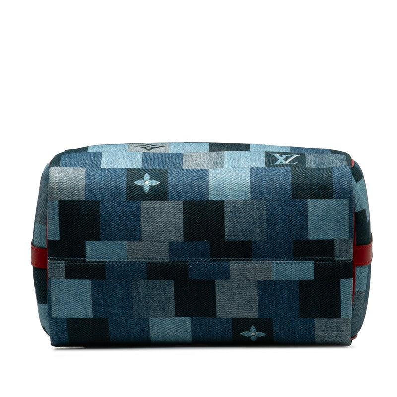 Louis Vuitton Monogram Denim Speedyy Bandouliere 30 Square Patchwork Handbag Shoulder Bag 2WAY M45041 Blue Red Denim Leather  Louis Vuitton
