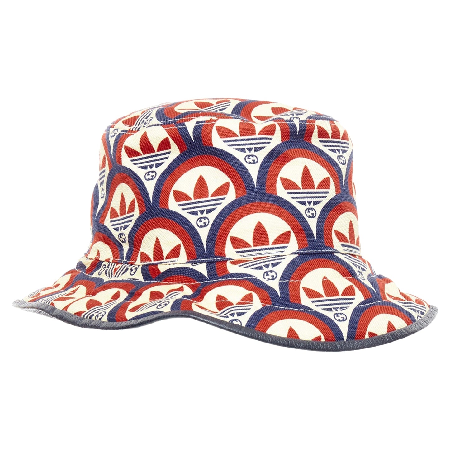 Gucci adidas logo print leather trim bucket hat