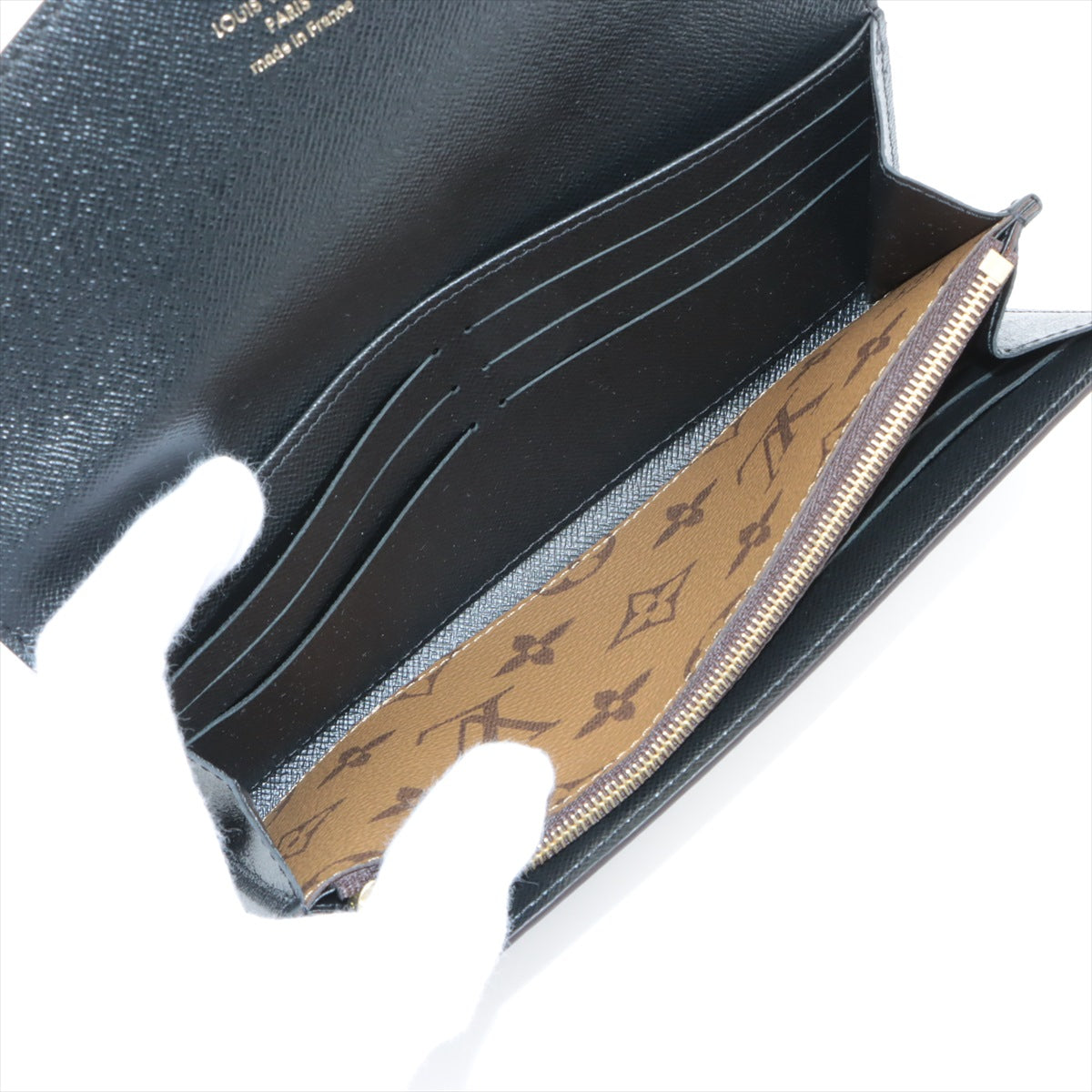 Louis Vuitton Giant Monogram Reversee Portfolio Sarah M80726 Black  Brown Long  Reaction Wallet