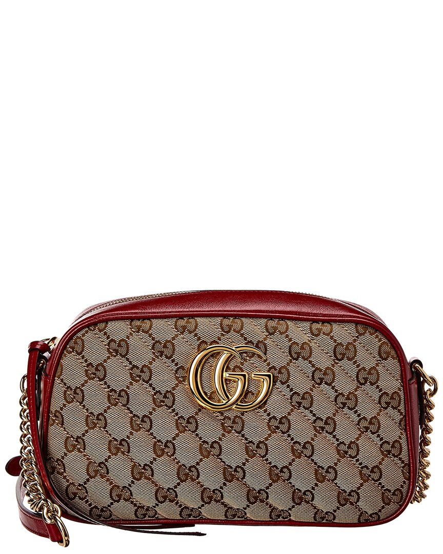 Luxury Gucci Trending 2025 Marmont Small GG Canvas & Leather Shoulder Bag