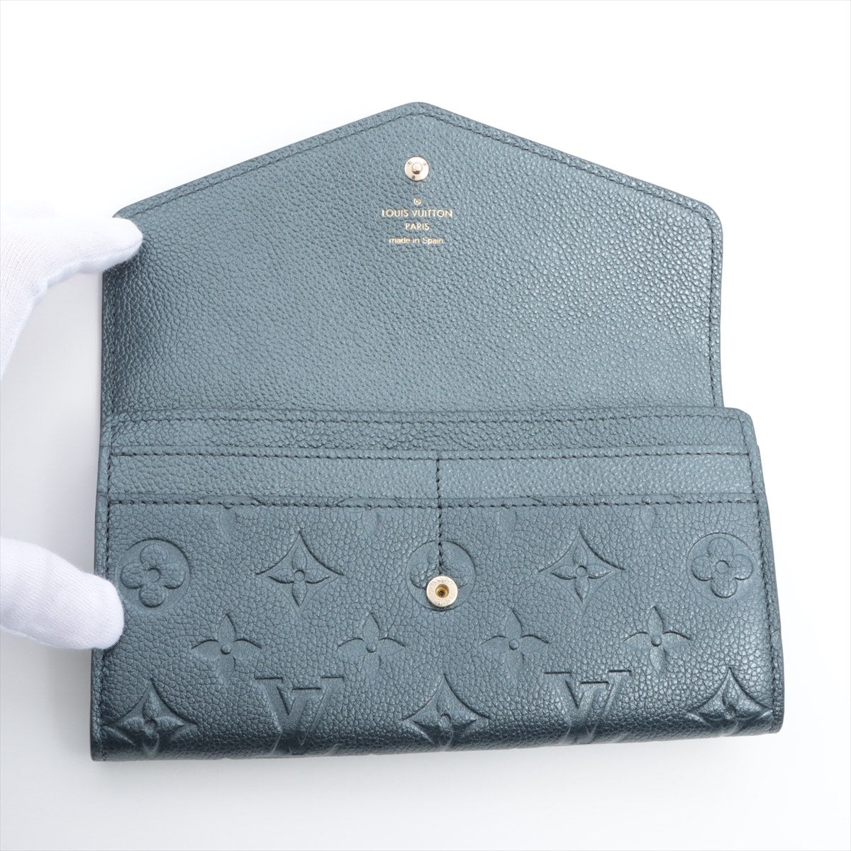Louis Vuitton Monogram Emplant Portfoliosala NM M82668 Blue Long  Reaction Wallet