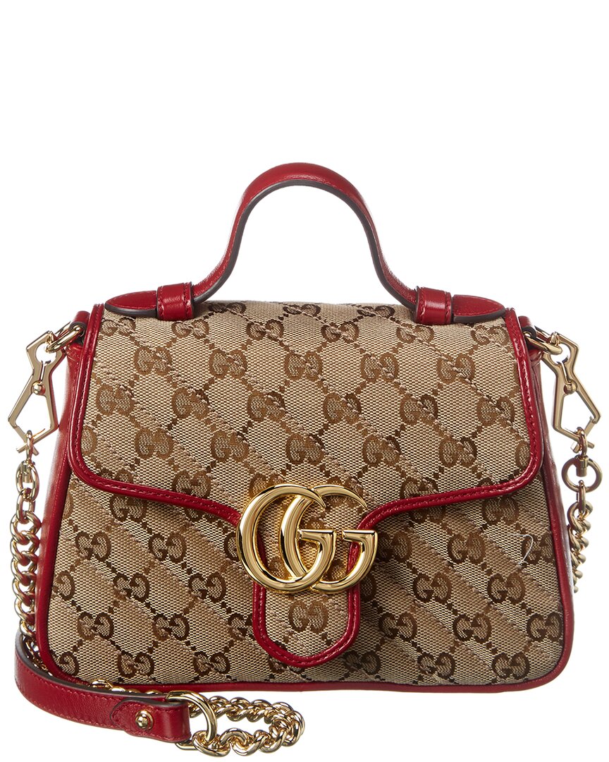 Luxury Gucci Trending 2025 GG Marmont Mini Canvas & Leather Top Handle Shoulder Bag