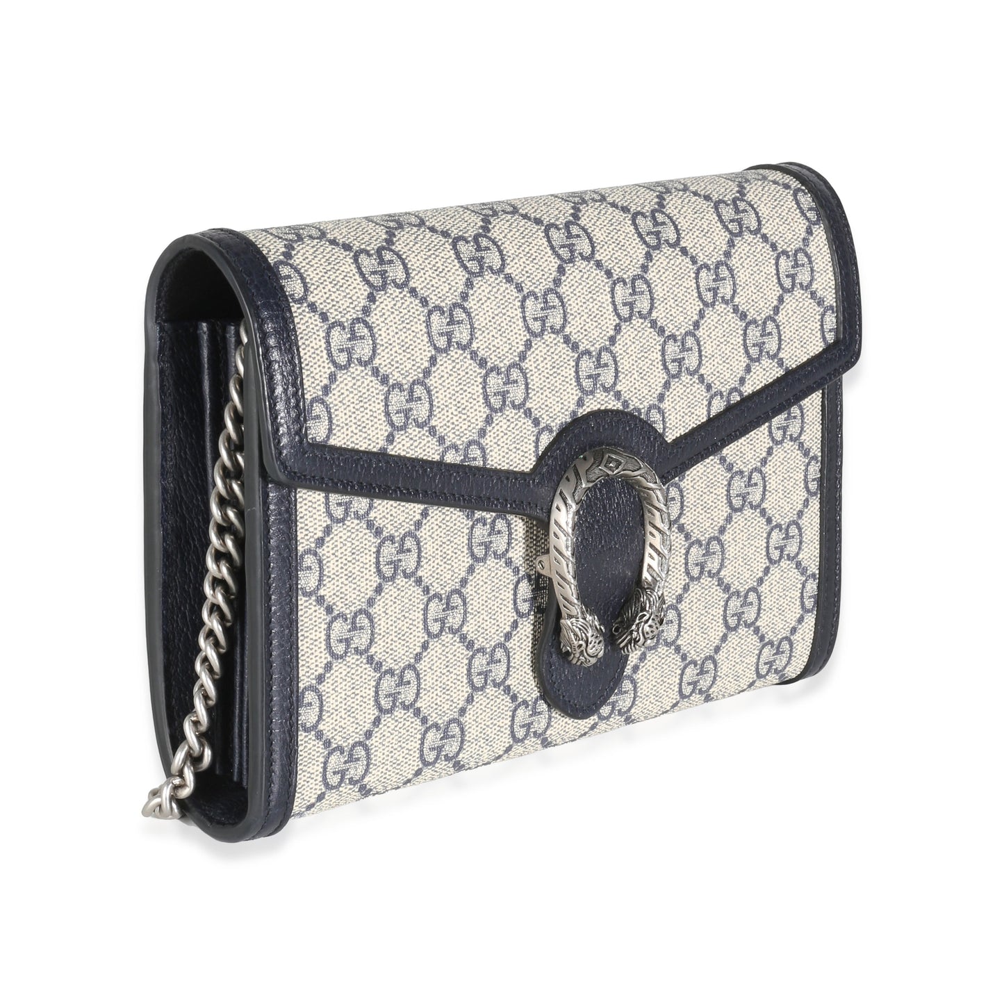 Gucci Navy GG Supreme Canvas Mini Dionysus Chain Wallet