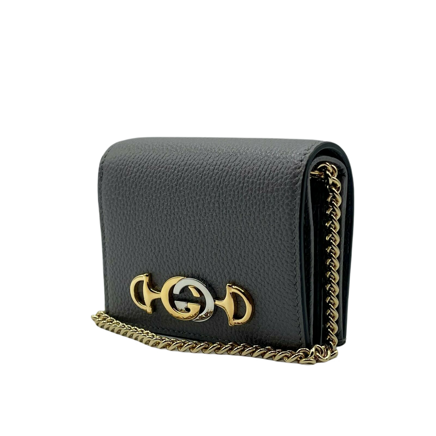 Gucci Zumi Women's Leather  Chain Bi-Fold Mini Wallet GG Logo