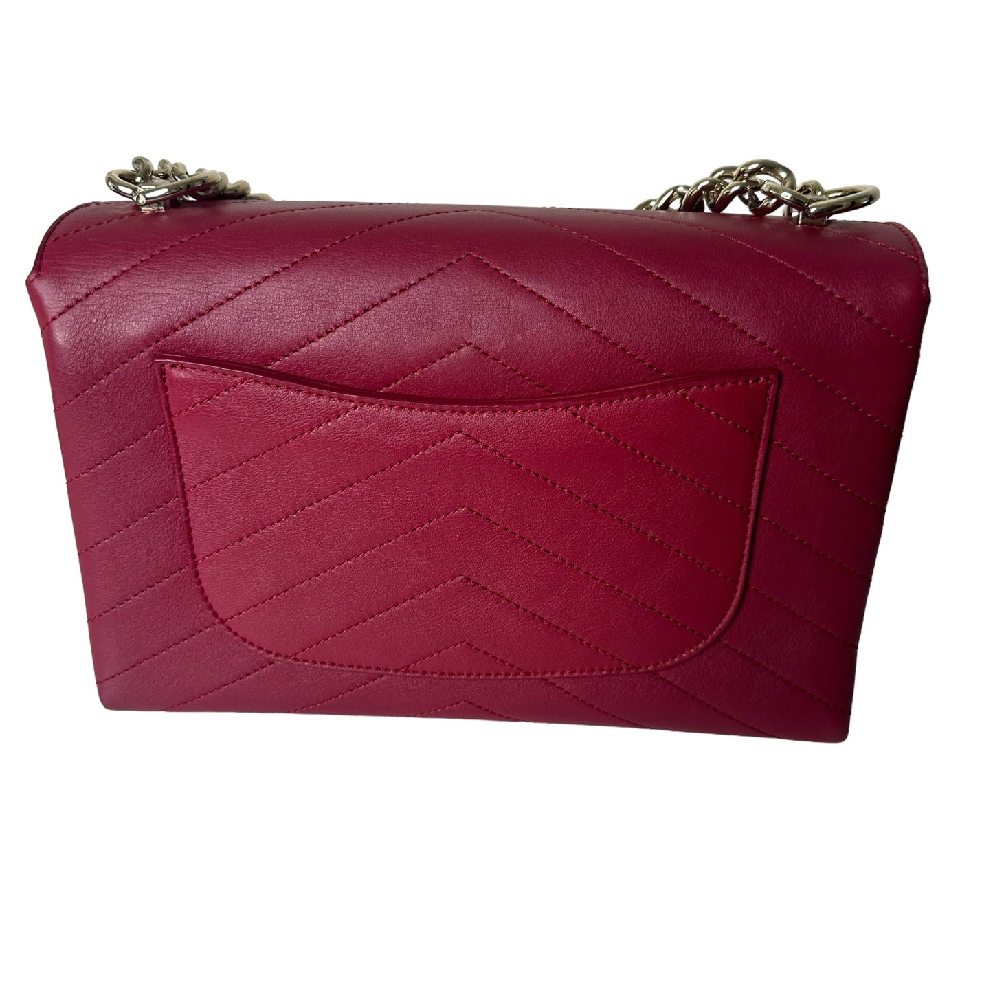 Luxury Chanel Chevron Quilited Red Bag