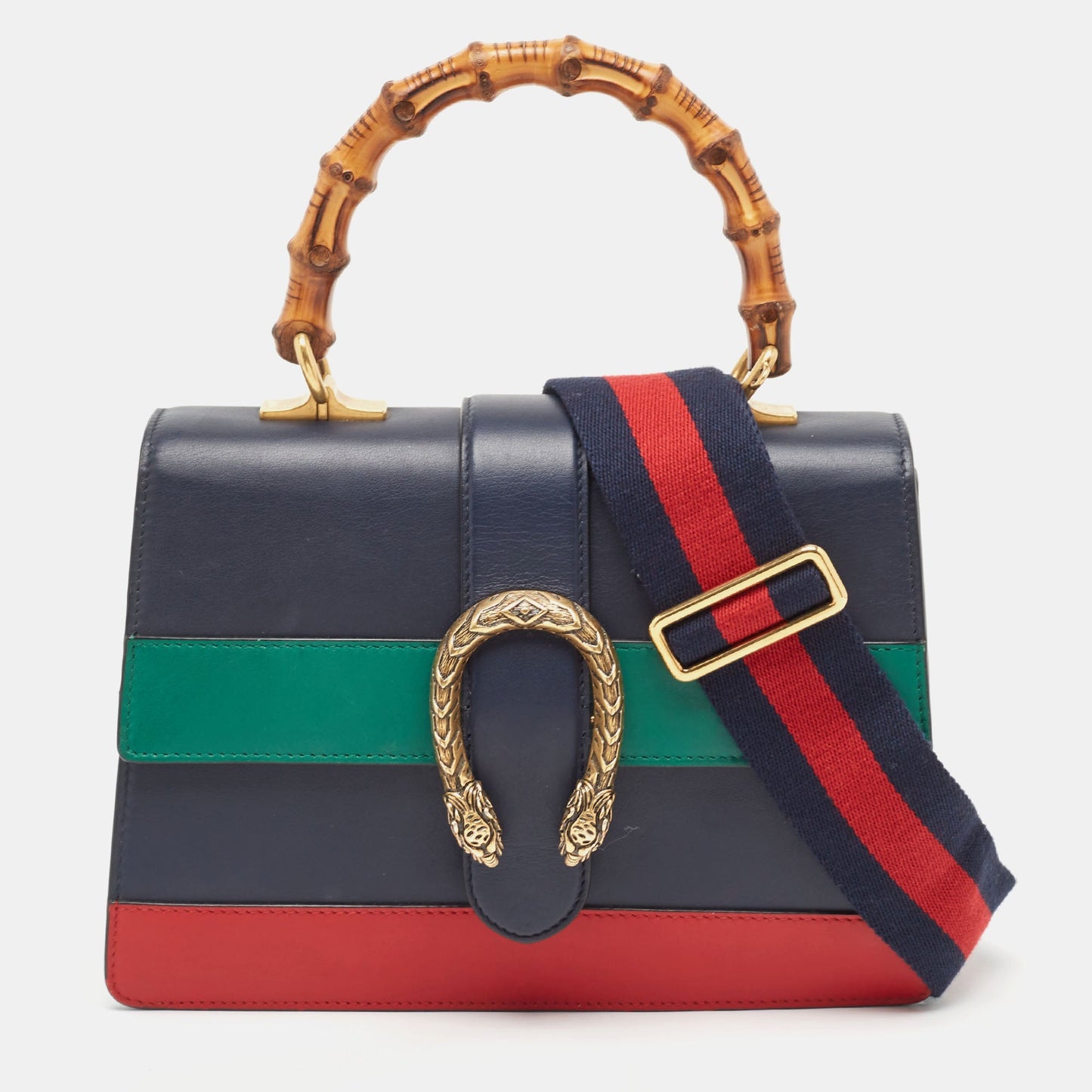 Luxury Gucci Trending 2025 Tricolor Leather Medium Dionysus Bamboo Top Handle Bag