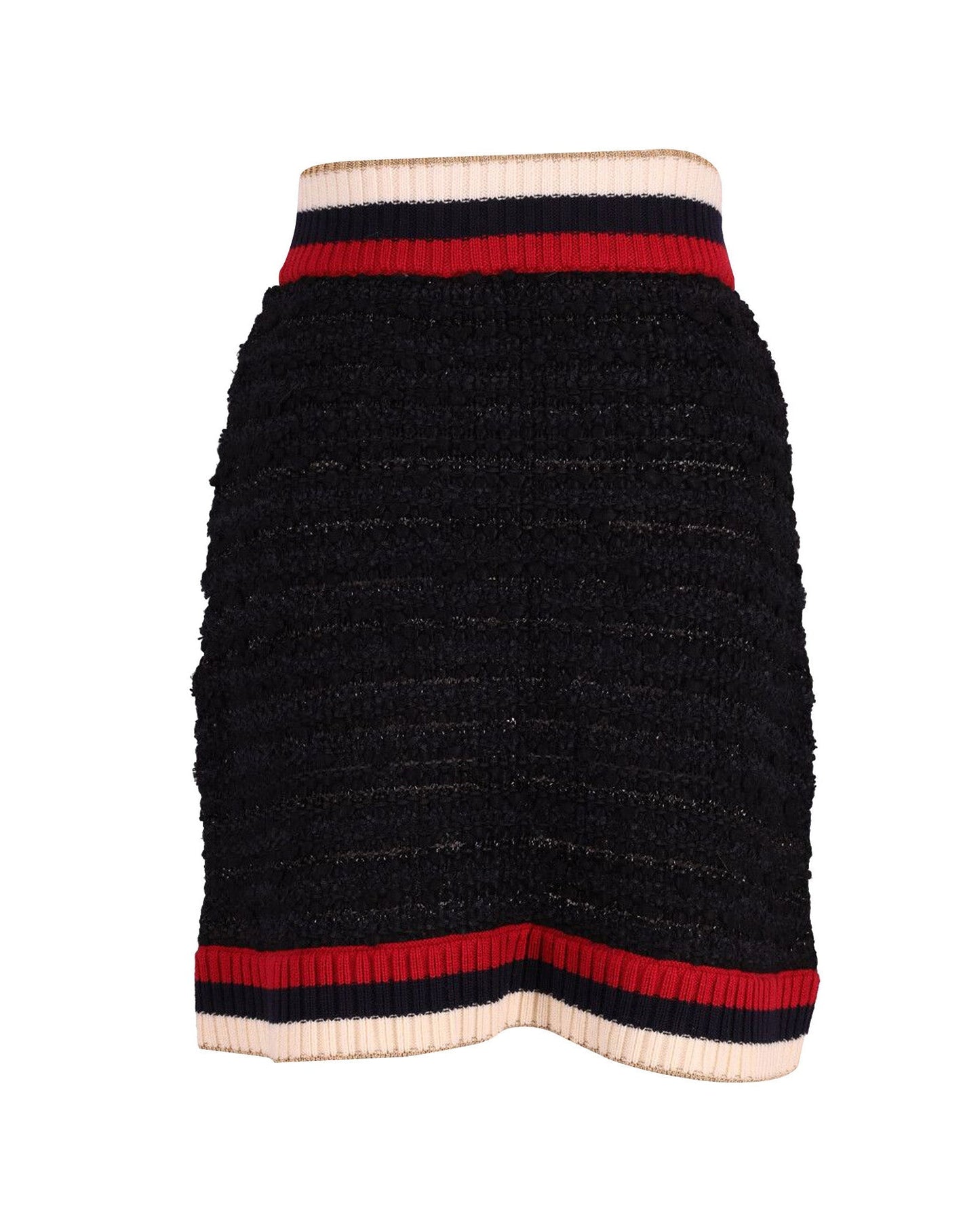 Luxury Gucci Trending 2025 Knitted Skirt with Web Design in Black Cotton
