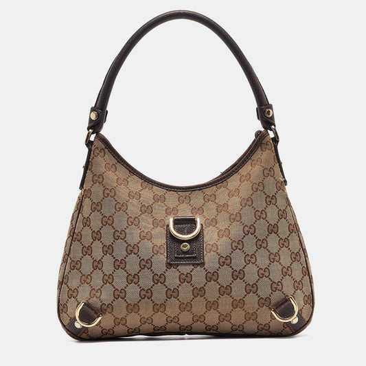 Luxury Gucci Trending 2025 Beige/brown Gg Canvas And Leather Small Abbey D Ring Hobo