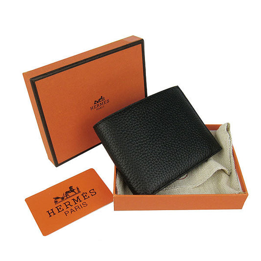 Luxury Hermes Wallet H014 Cow Leather Black