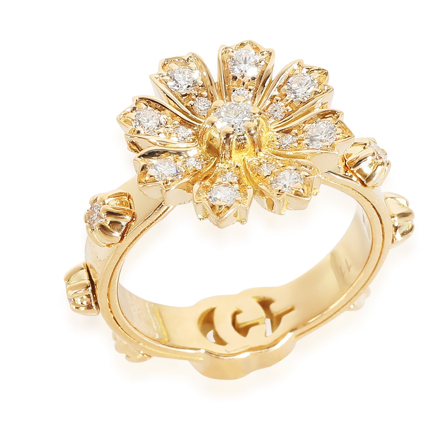 Gucci Flora Ring with Diamonds in 18k Yellow Gold 0.63 CTW