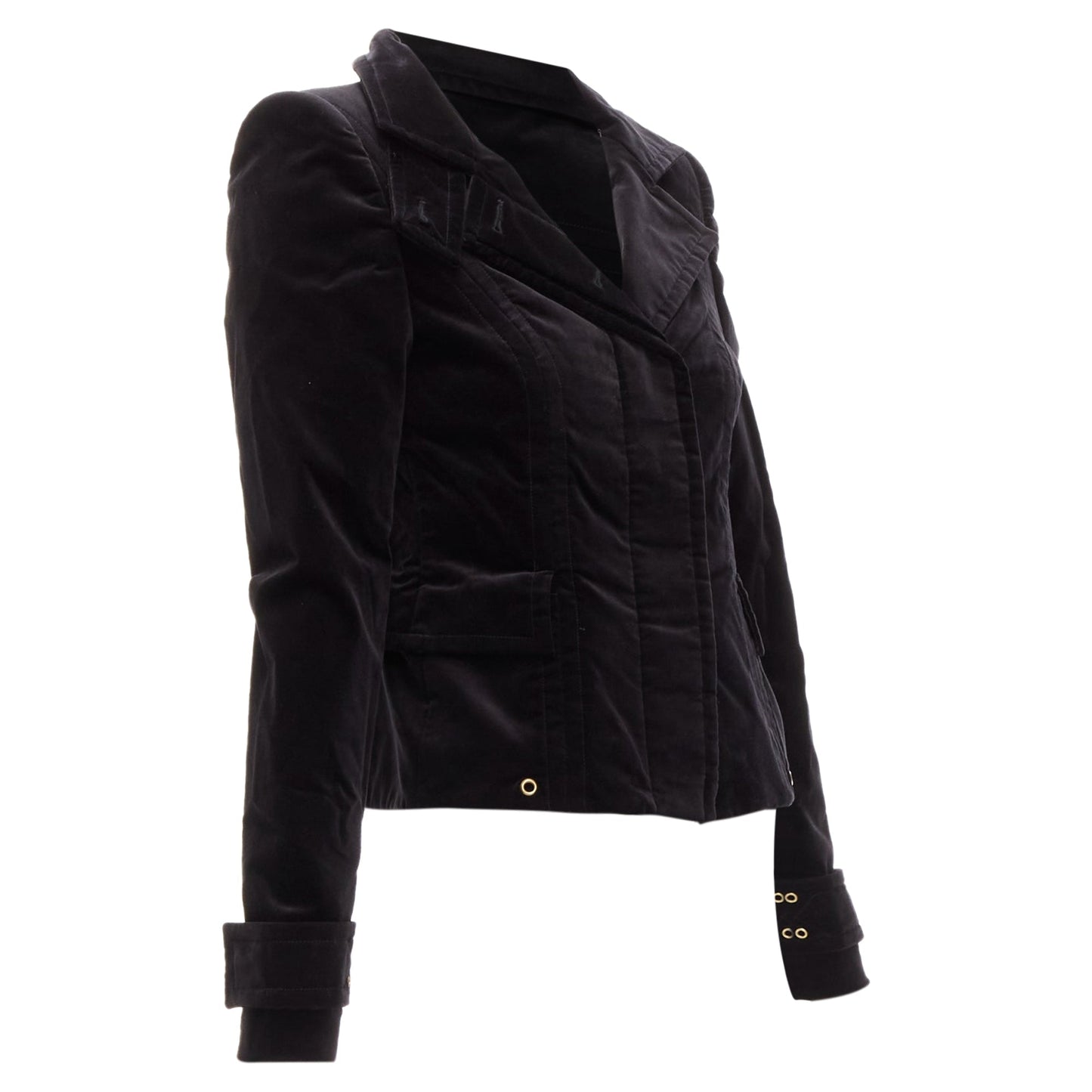 Gucci Tom Ford velour eyelet fitted jacket blazer