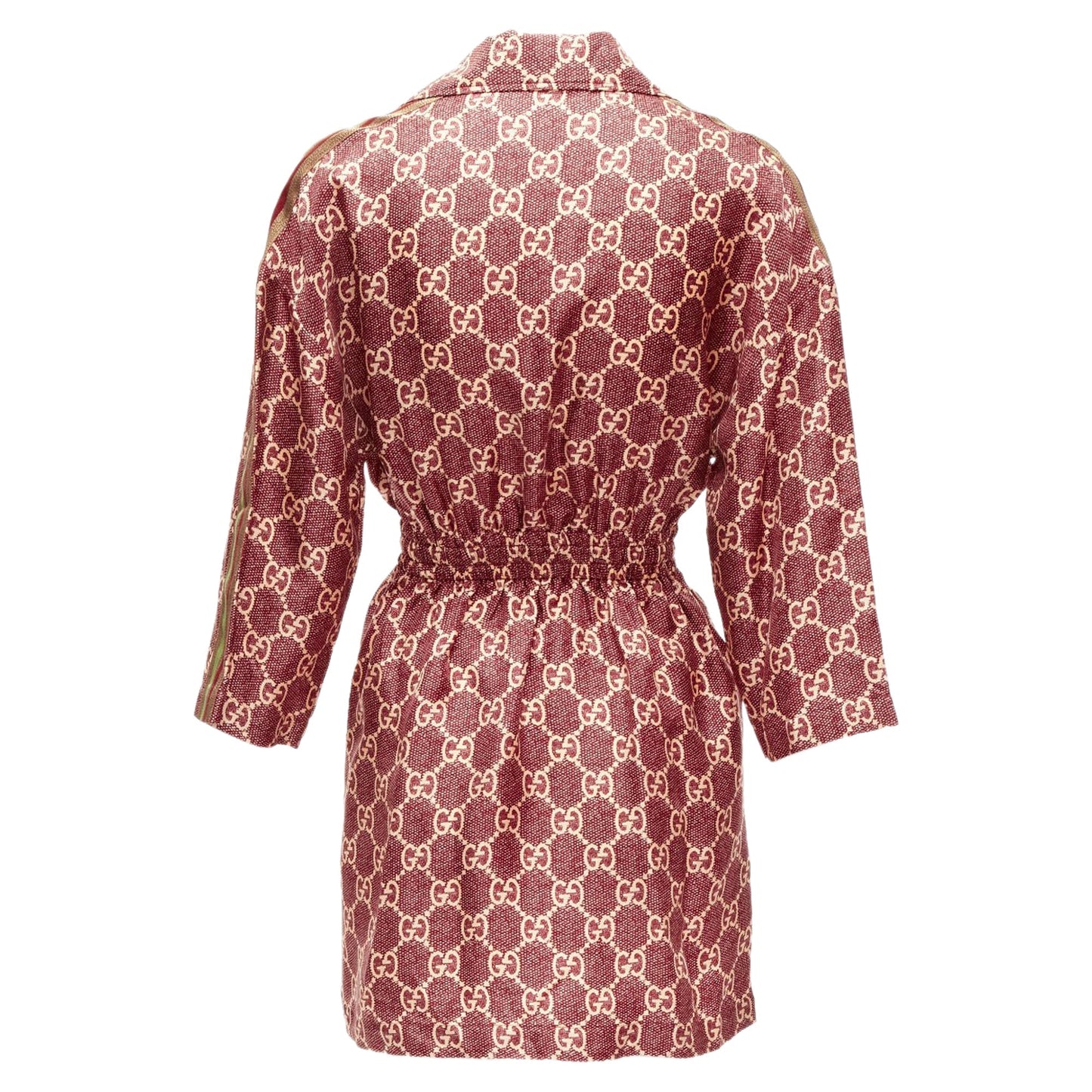 Gucci silk GG Supreme monogram print web trim mini dress