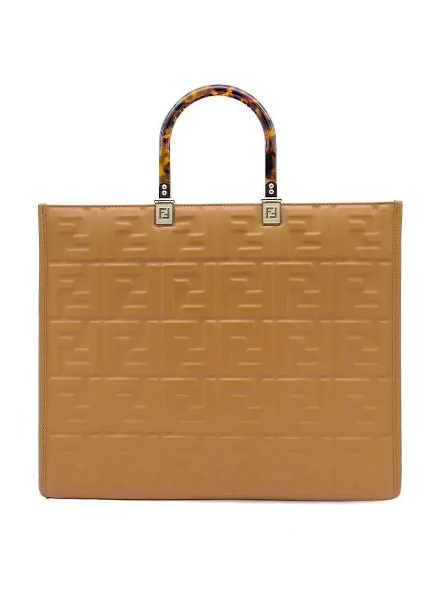Luxury Fendi Sunshine FF Logo Medium Tote Bag Brown