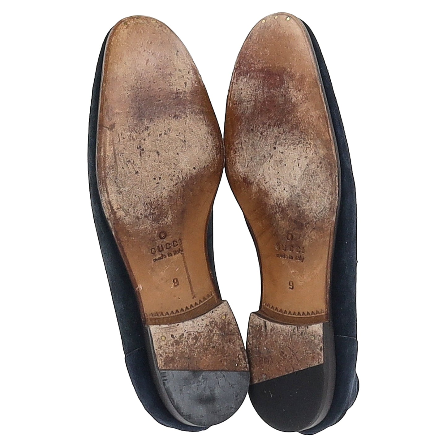 Gucci Web Horsebit Loafers in Navy Blue Suede