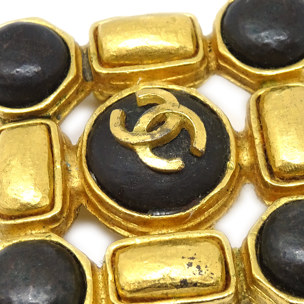 Luxury Chanel Stone Brooch Pin Gold 97A