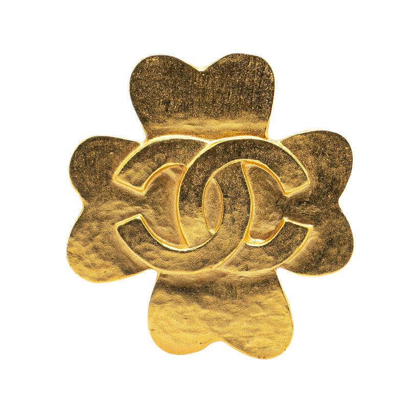 Chanel Vintage Clover Motif Brooch Gold