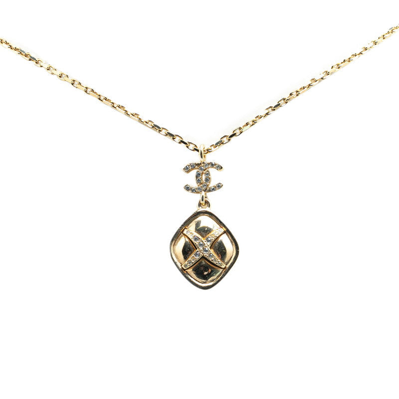 Chanel Rhinestone Necklace Gold Plated
