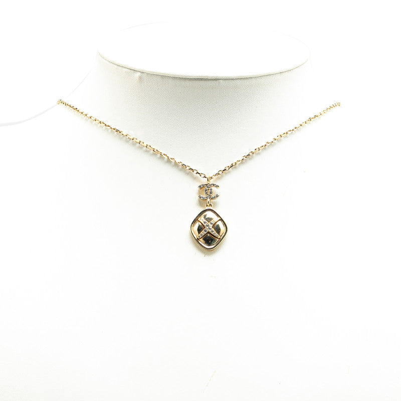 Chanel Rhinestone Necklace Gold Plated