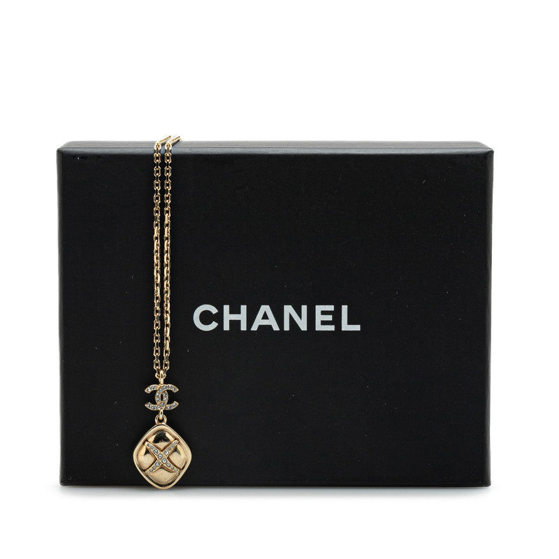 Chanel Rhinestone Necklace Gold Plated