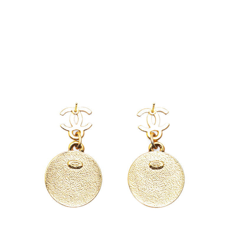 Chanel Coco Mark Swing Star Earrings Gold Red