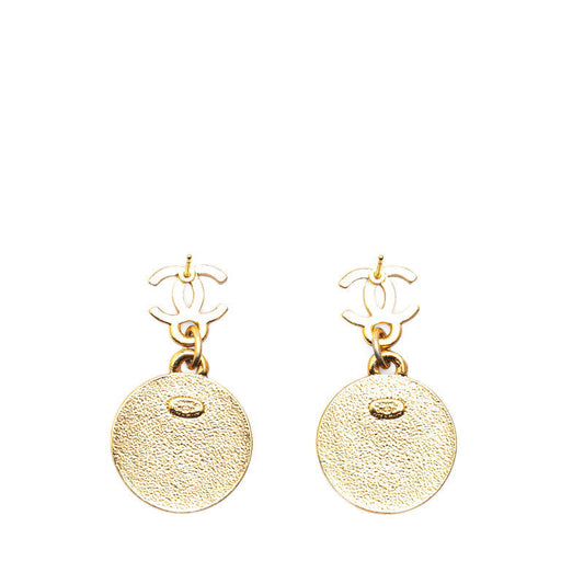 Chanel Coco Mark Swing Star Earrings Gold Red
