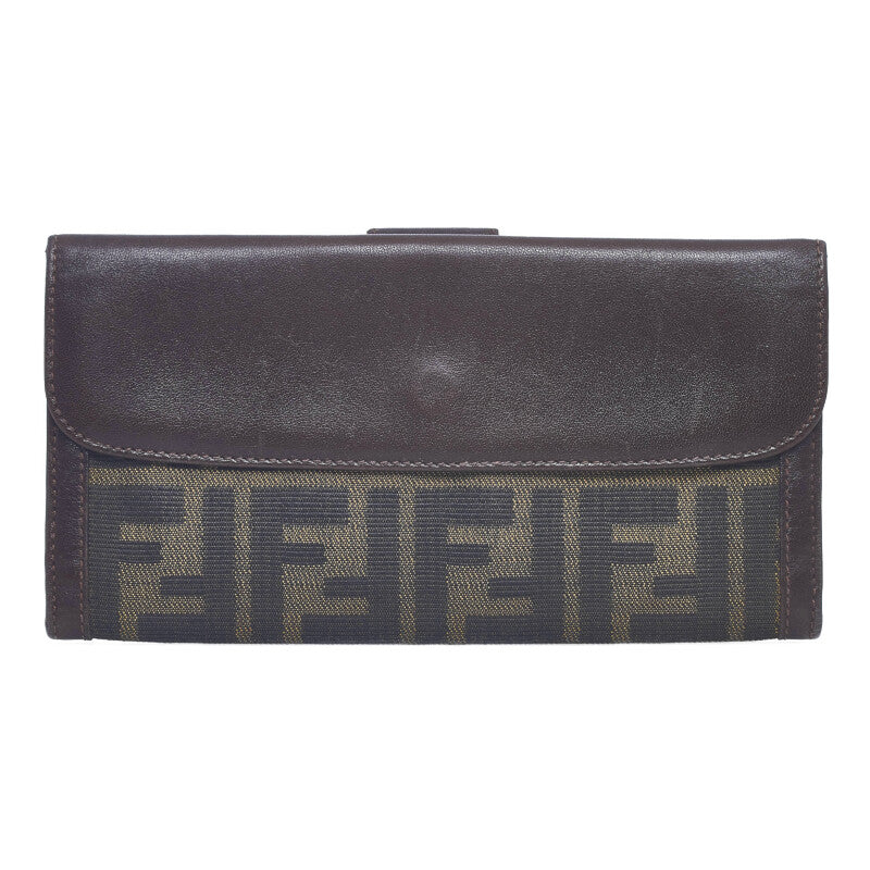 Luxury FendiZucca Canvas & Leather Bifold Long Wallet - '10s