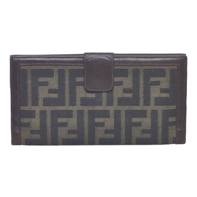 Luxury FendiZucca Canvas & Leather Bifold Long Wallet - '10s