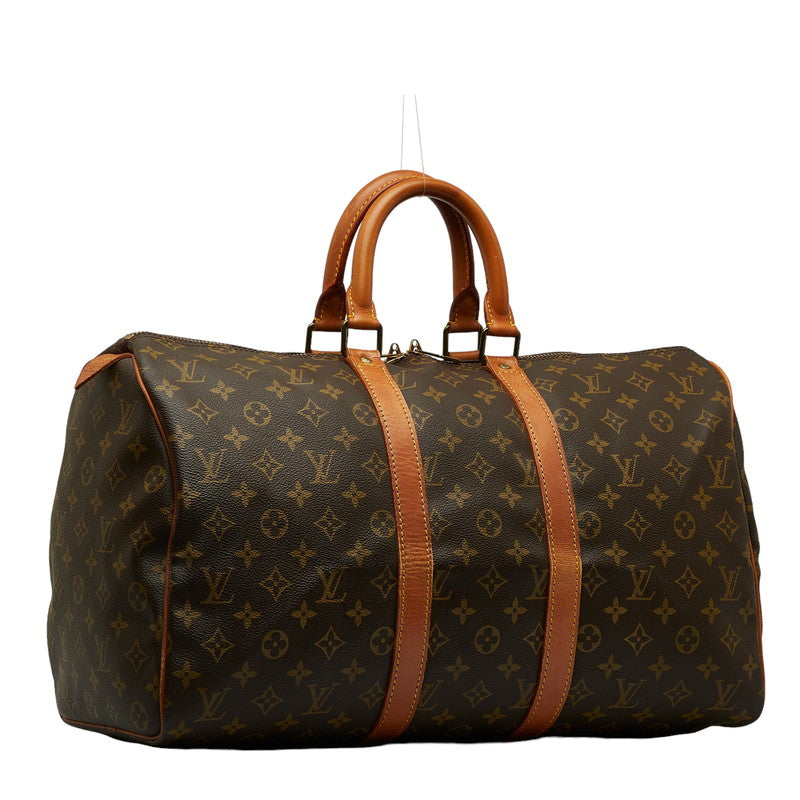 Louis Vuitton Monogram Keepall 45 Boston Bag M41428 Brown PVC Leather  Louis Vuitton