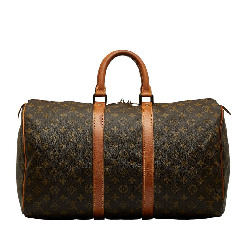 Louis Vuitton Monogram Keepall 45 Boston Bag M41428 Brown PVC Leather  Louis Vuitton