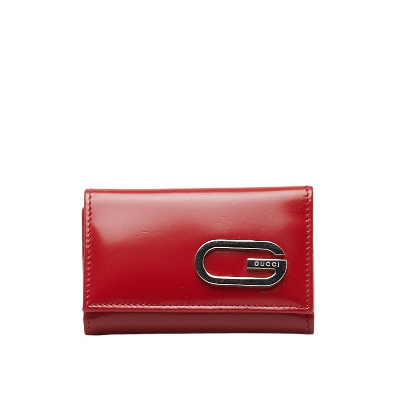 Luxury Gucci Trending 2025 G Logo Leather Key Case Red Silver