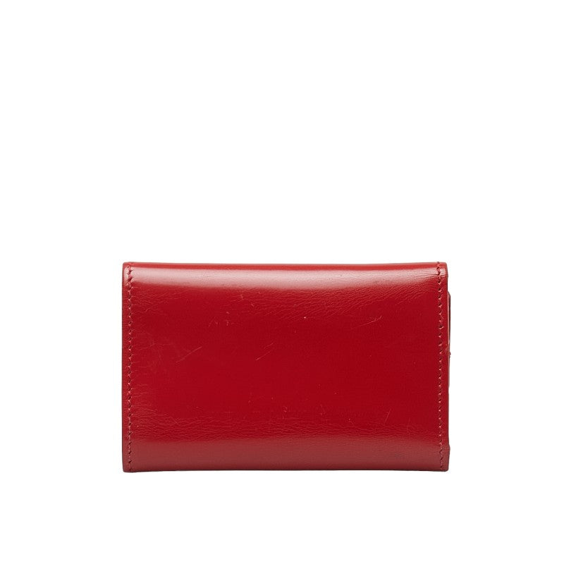 Luxury Gucci Trending 2025 G Logo Leather Key Case Red Silver