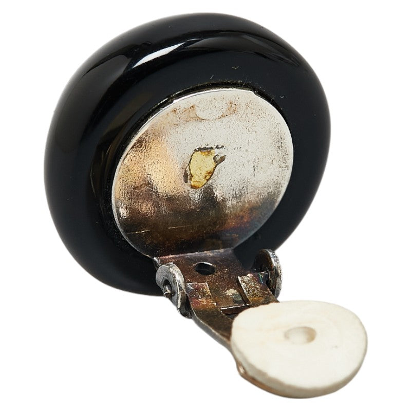 Chanel Vintage Coco Mark Button Earrings Gold Black