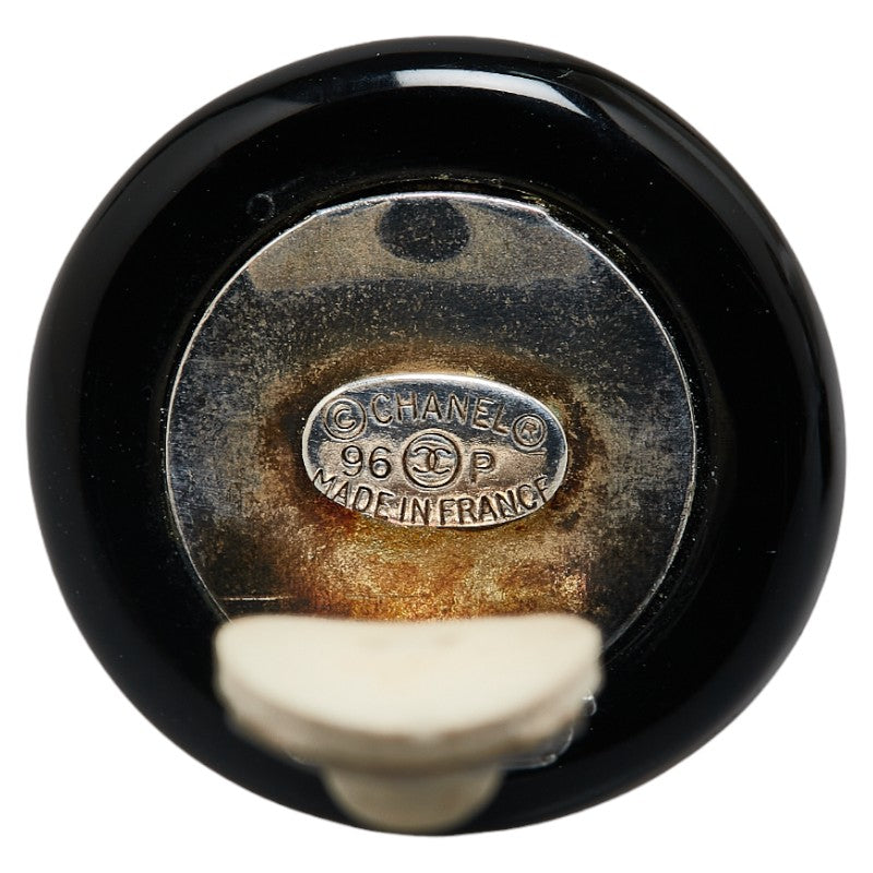 Chanel Vintage Coco Mark Button Earrings Gold Black
