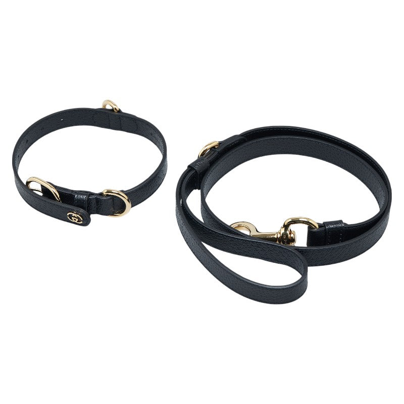 Luxury Gucci Trending 2025 Leather Interlocking G Pet Lead Collar Set