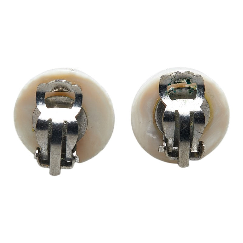 Chanel Coco Mark Earrings Silver White